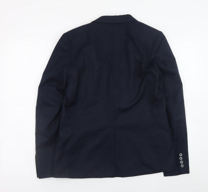 H&M Women's Navy Blue Blazer Jacket Size 12 Classic Single Breasted