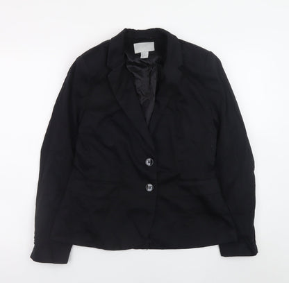 H&M Women’s Black Cotton Blazer Size 14 Classic Lined Jacket