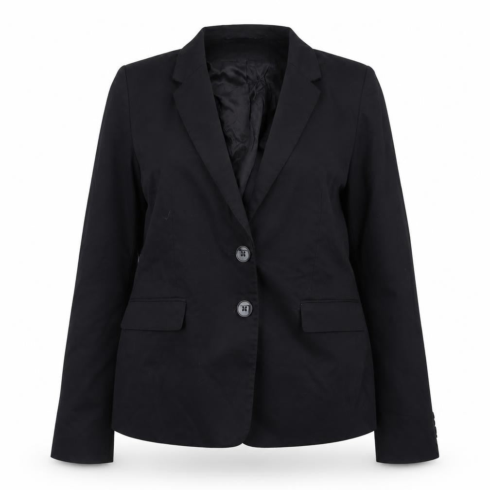 H&M Women’s Black Cotton Blazer Size 14 Classic Lined Jacket