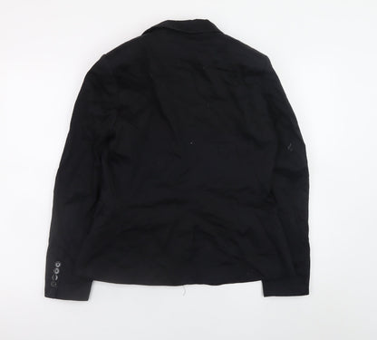 H&M Women’s Black Cotton Blazer Size 14 Classic Lined Jacket