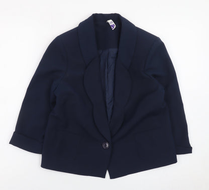 By Henry Holland Womens Navy Blazer Size 10 Polyester Blend