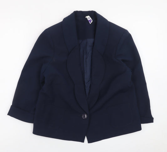 By Henry Holland Womens Navy Blazer Size 10 Polyester Blend