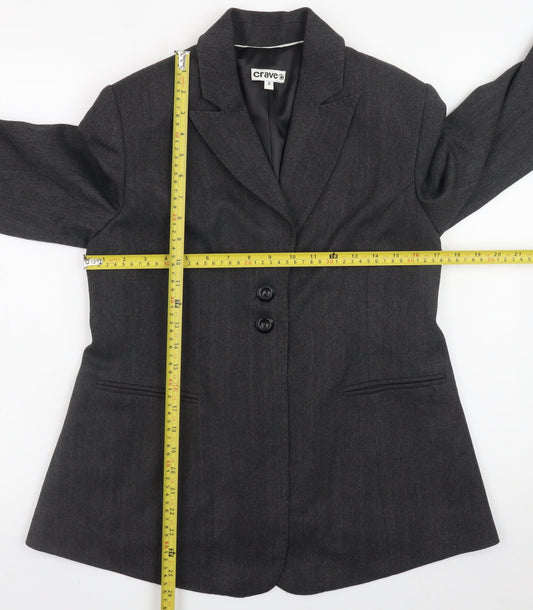 Crave Women's Grey Classic Blazer Size 8 Lined Formal Jacket