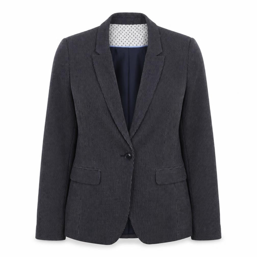 Next Womens Grey Corduroy Blazer Size 16 Classic Lined Jacket