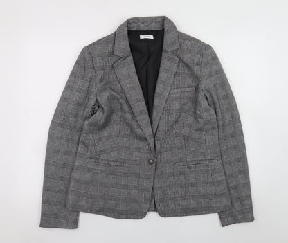 Damart Women's Grey Check Blazer UK 14 Classic Lined Jacket