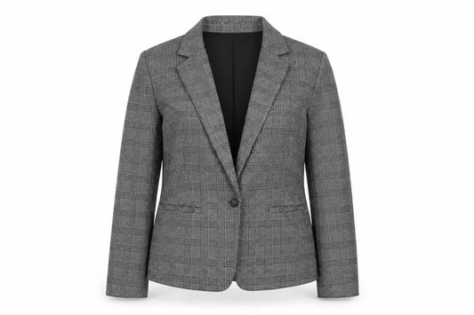 Damart Women's Grey Check Blazer UK 14 Classic Lined Jacket