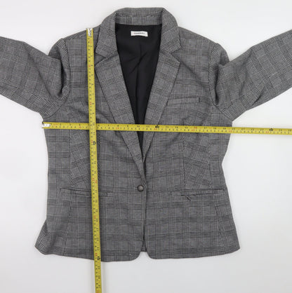 Damart Women's Grey Check Blazer UK 14 Classic Lined Jacket