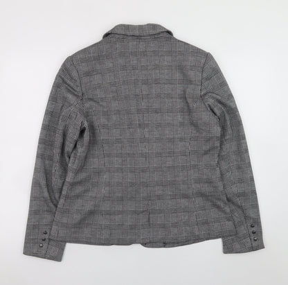 Damart Women's Grey Check Blazer UK 14 Classic Lined Jacket