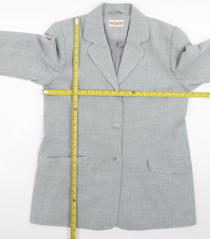 Bon Marché Women Grey Size 14 Blazer Jacket Classic Formal