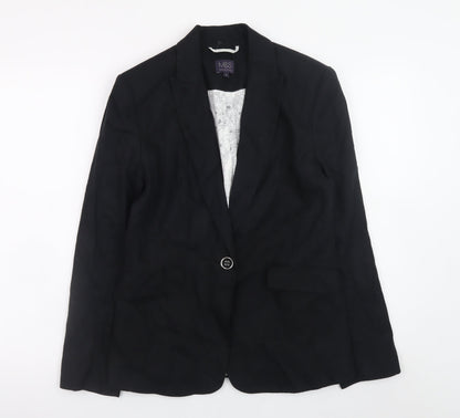 Marks and Spencer Women’s Black Linen Blend Blazer UK 12
