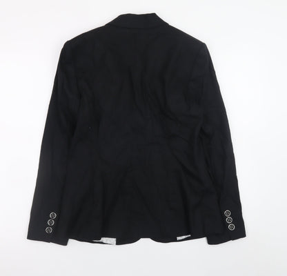 Marks and Spencer Women’s Black Linen Blend Blazer UK 12