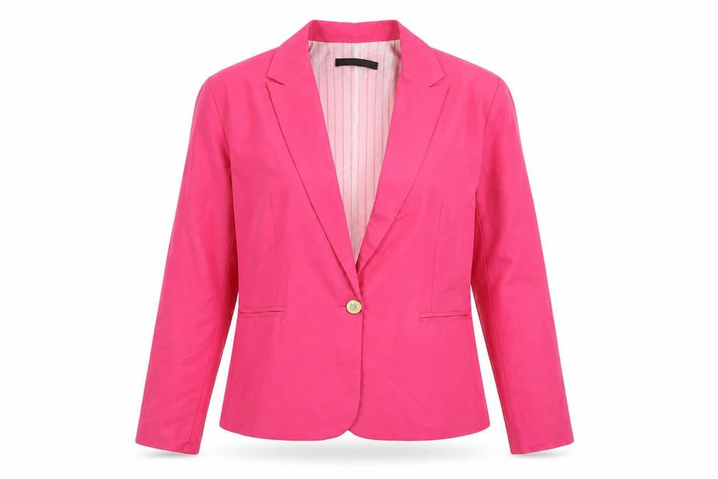 Zara Women Pink Cotton Blazer Jacket Size 12 Classic Style