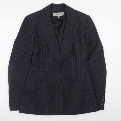 Karen Millen Women's Black Pinstripe Wool Blend Blazer UK 10