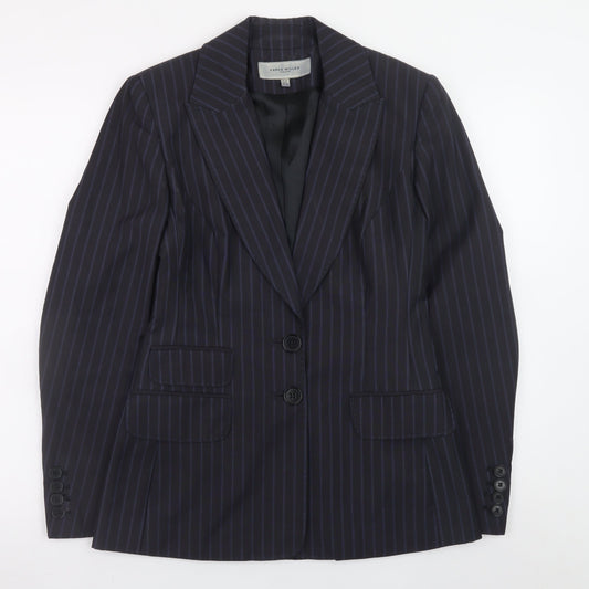 Karen Millen Women's Black Pinstripe Wool Blend Blazer UK 10