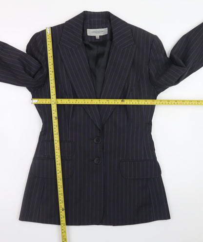 Karen Millen Women's Black Pinstripe Wool Blend Blazer UK 10