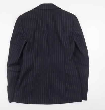 Karen Millen Women's Black Pinstripe Wool Blend Blazer UK 10