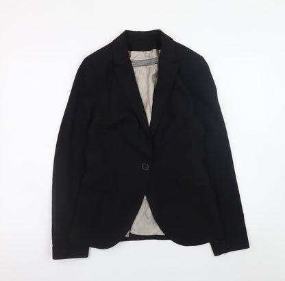 Zara Basic Womens Black Blazer Jacket Size 8 Classic Single Breasted