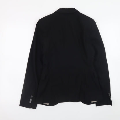 Zara Basic Womens Black Blazer Jacket Size 8 Classic Single Breasted