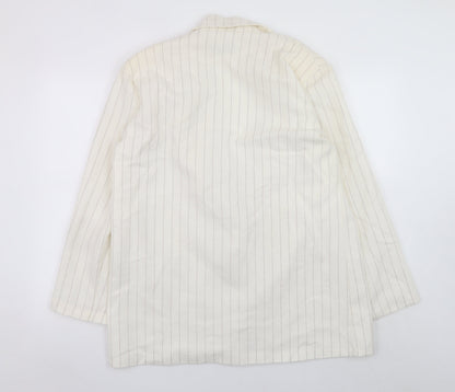 Boohoo Women’s Ivory Pinstripe Blazer UK 10 Single-Breasted Jacket