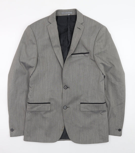 Women's Grey Regular Fit Blazer Jacket Size 10 Formal Workwear