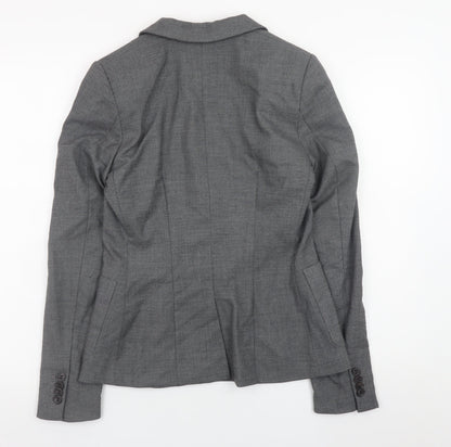 H&M Womens Grey Slim Fit Blazer Jacket Size 8