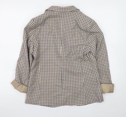 La Redoute Women Beige Check Blazer Size 10 Lined Single-Breasted Jacket