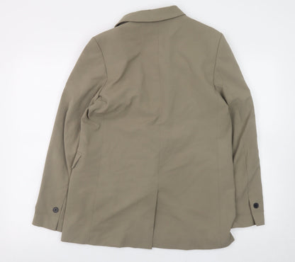 H&M Womens Beige Blazer Jacket Size S Single Breasted Lined Classic Fit
