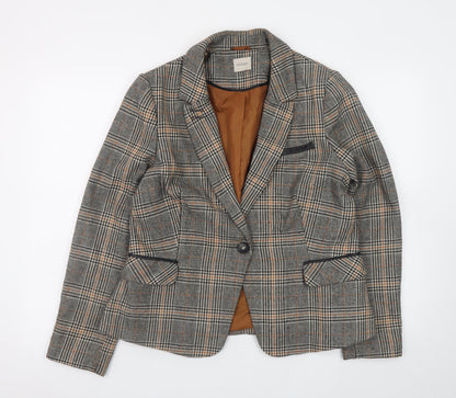 George Women’s Brown Check Tweed Blazer Jacket UK 16 Regular