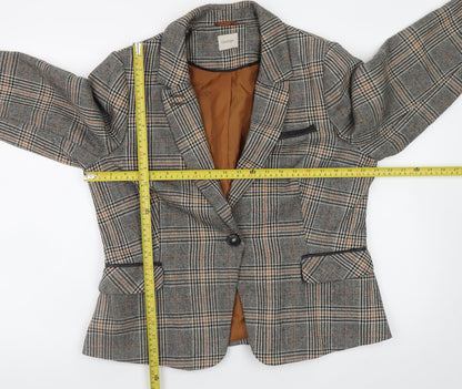 George Women’s Brown Check Tweed Blazer Jacket UK 16 Regular