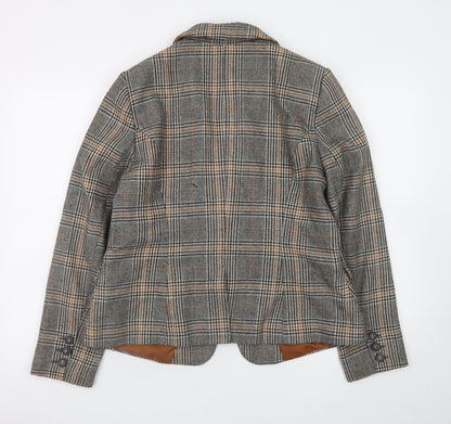 George Women’s Brown Check Tweed Blazer Jacket UK 16 Regular