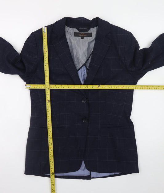 Next Women's Navy Checked Wool Blend Tailored Blazer Size 10