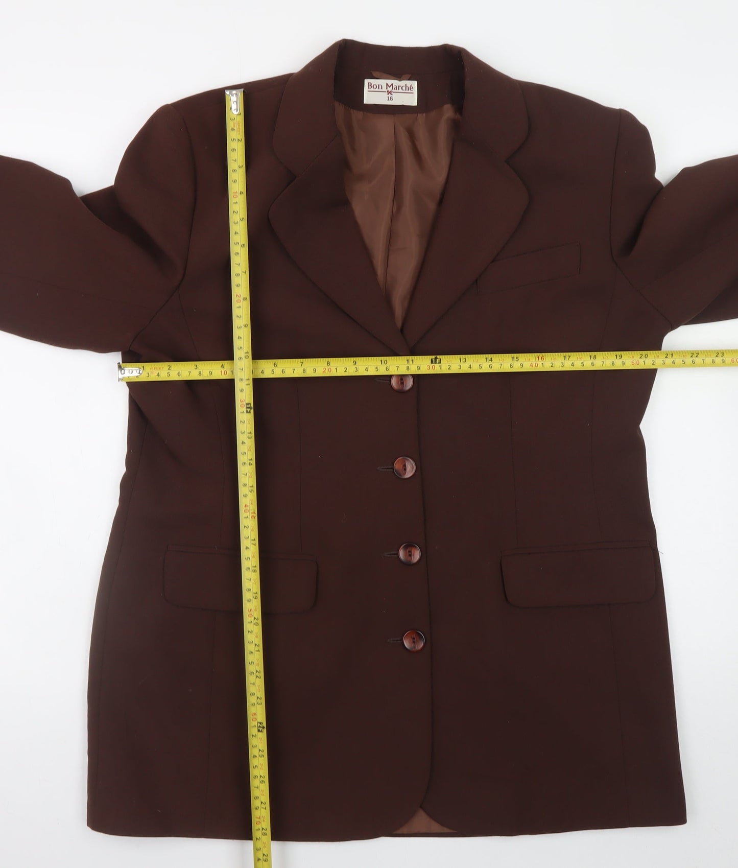 Bon Marché Women's Brown Size 16 Blazer Jacket Smart Workwear