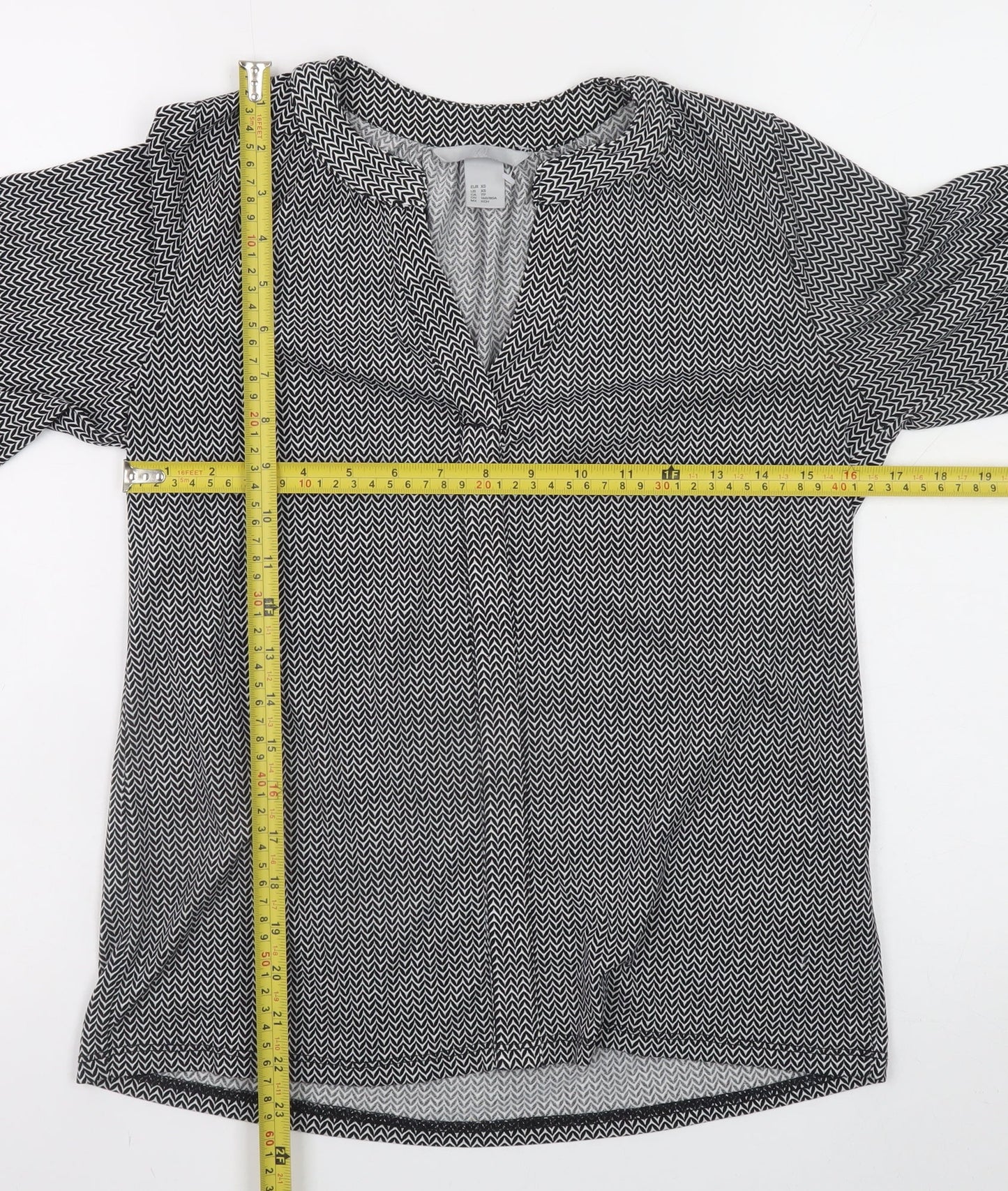 Womens UK Size XS H&M Black Tunic Blouse