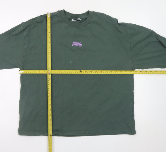 ASOS DESIGN Men's Green Weekend Collective Long Sleeve Graphic T-Shirt Size M