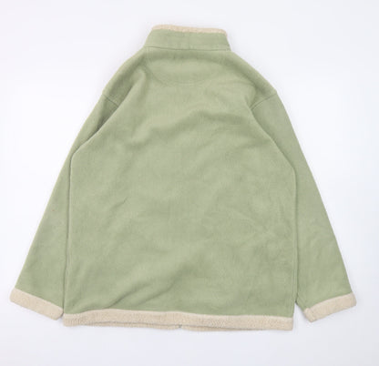 EWM Womens Green Fleece Full Zip Mid-Length Jacket Size 14/16