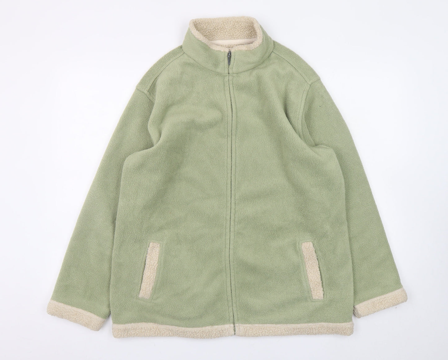EWM Womens Green Fleece Full Zip Mid-Length Jacket Size 14/16