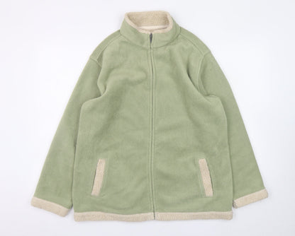 EWM Womens Green Fleece Full Zip Mid-Length Jacket Size 14/16