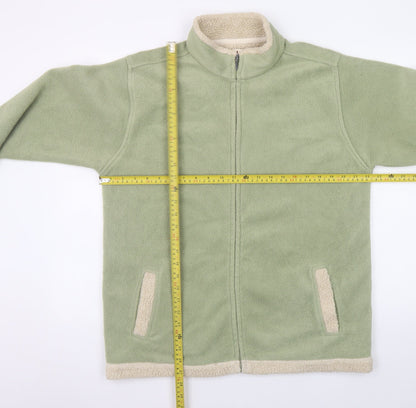 EWM Womens Green Fleece Full Zip Mid-Length Jacket Size 14/16