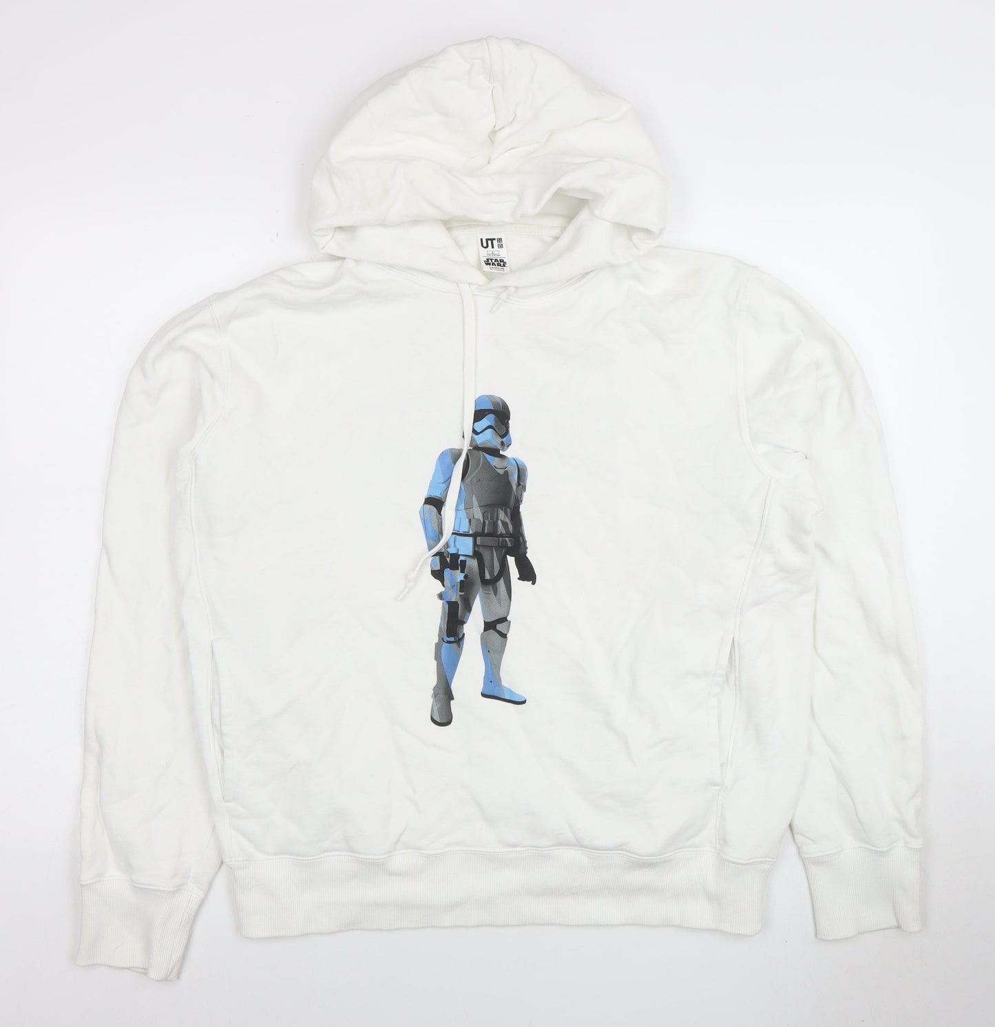 Mens UK Size L Uniqlo White Pullover Hoodie