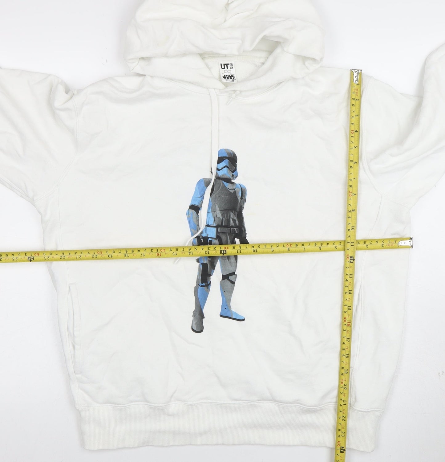 Mens UK Size L Uniqlo White Pullover Hoodie