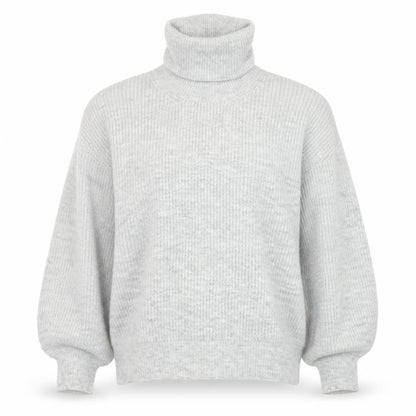 Front view of Gallery Women Grey Roll Neck Long Sleeve jumper, size L