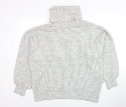 Gallery Women Grey Roll Neck Long Sleeve Pullover Jumper Size L
