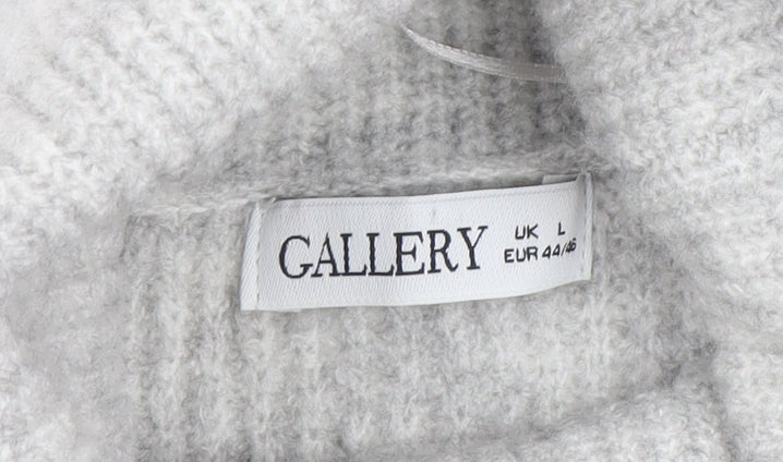 Gallery Women Grey Roll Neck Long Sleeve Pullover Jumper Size L