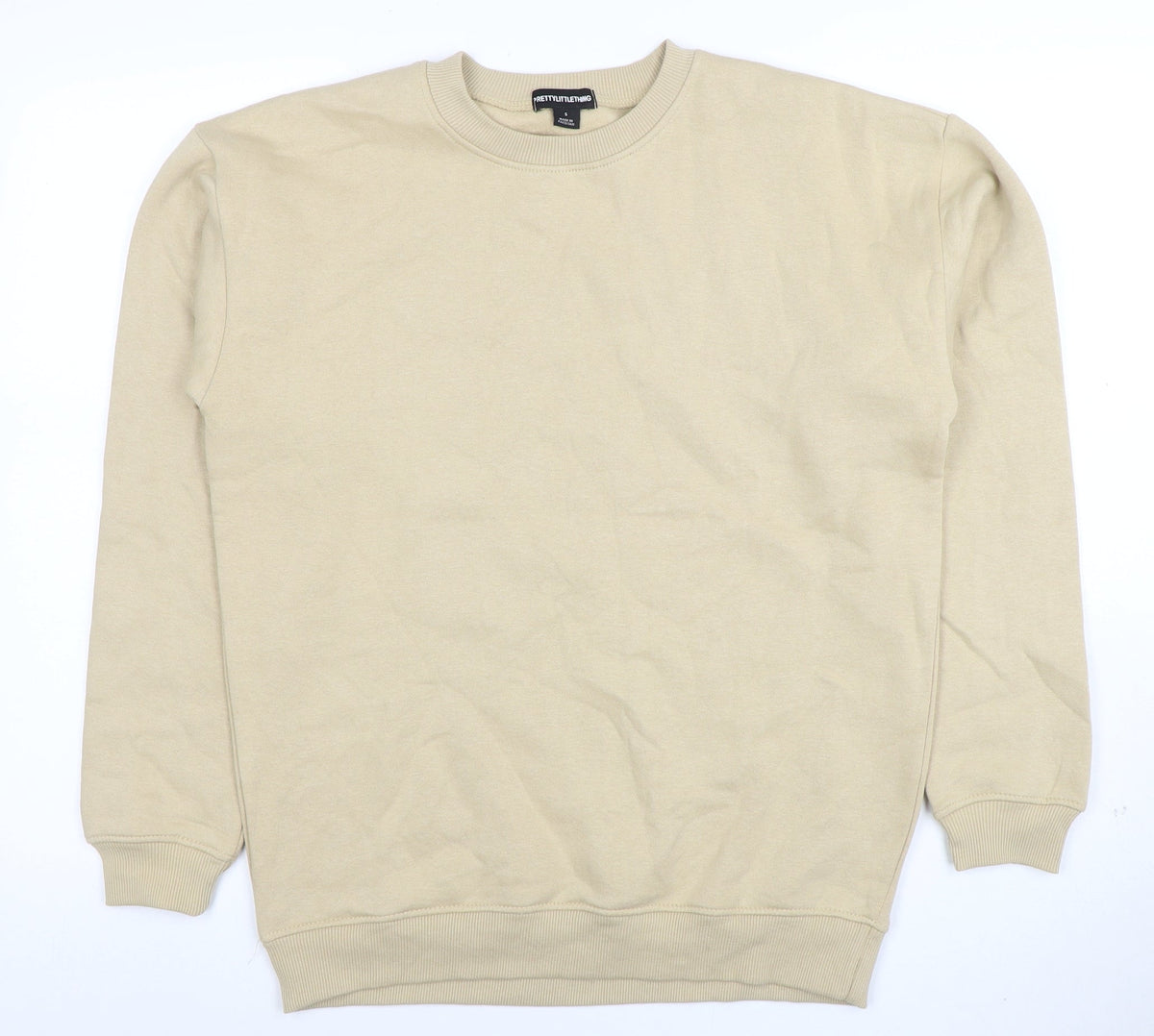 Mens UK Size S PRETTYLITTLETHING Beige Pullover Sweatshirt