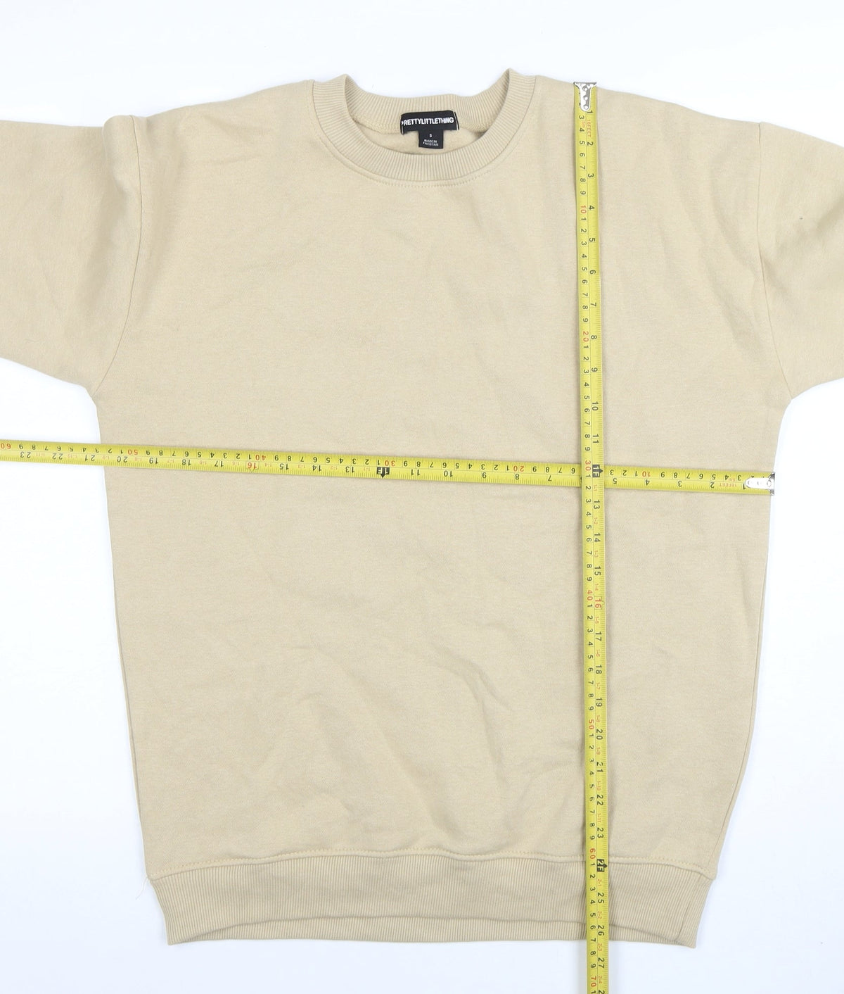 Mens UK Size S PRETTYLITTLETHING Beige Pullover Sweatshirt