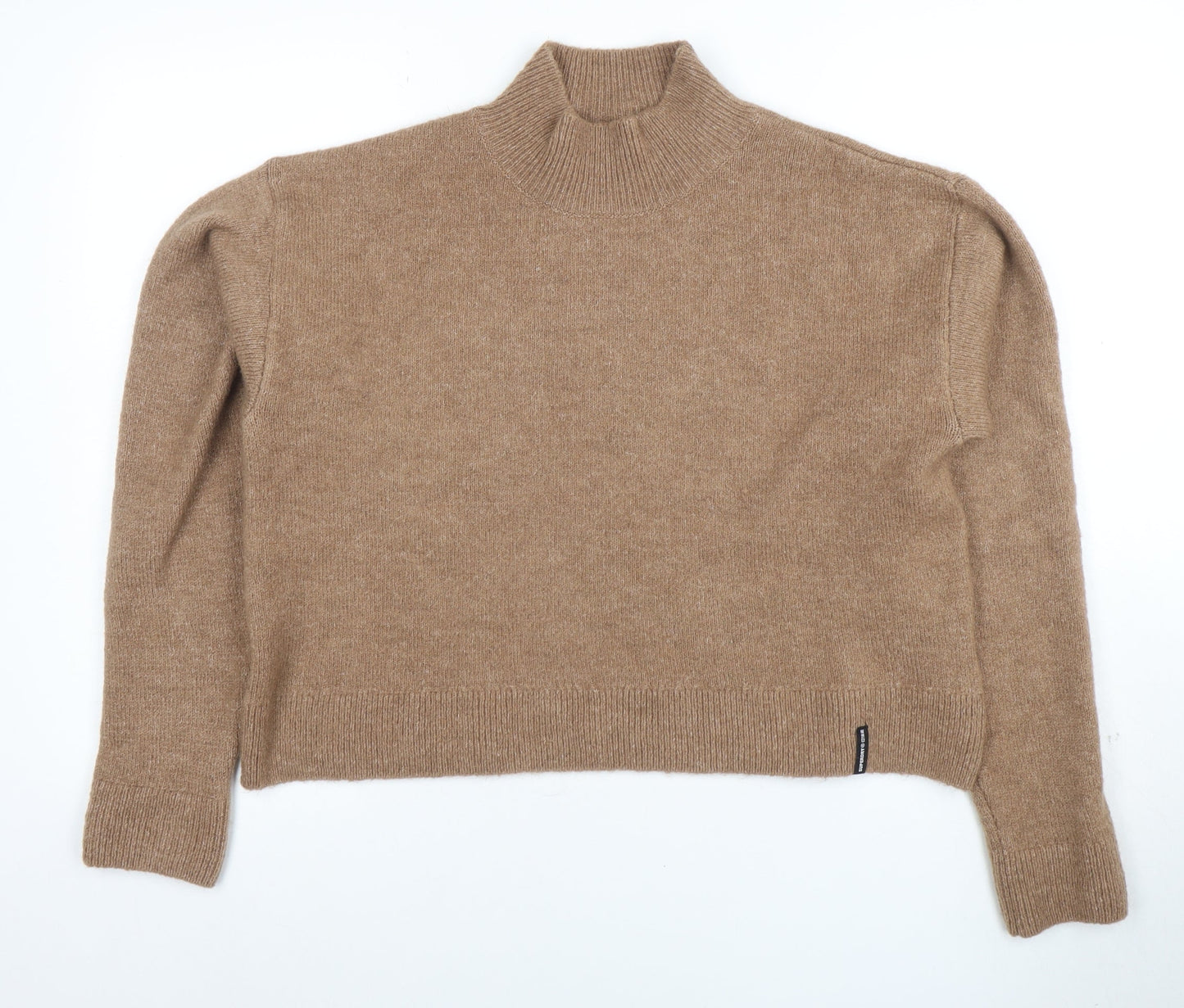 Superdry Women's Beige Wool Cashmere Mock Neck Jumper Size 8
