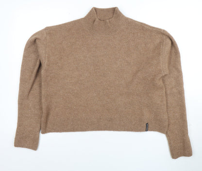 Superdry Women's Beige Wool Cashmere Mock Neck Jumper Size 8