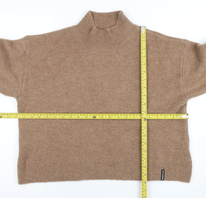 Superdry Women's Beige Wool Cashmere Mock Neck Jumper Size 8