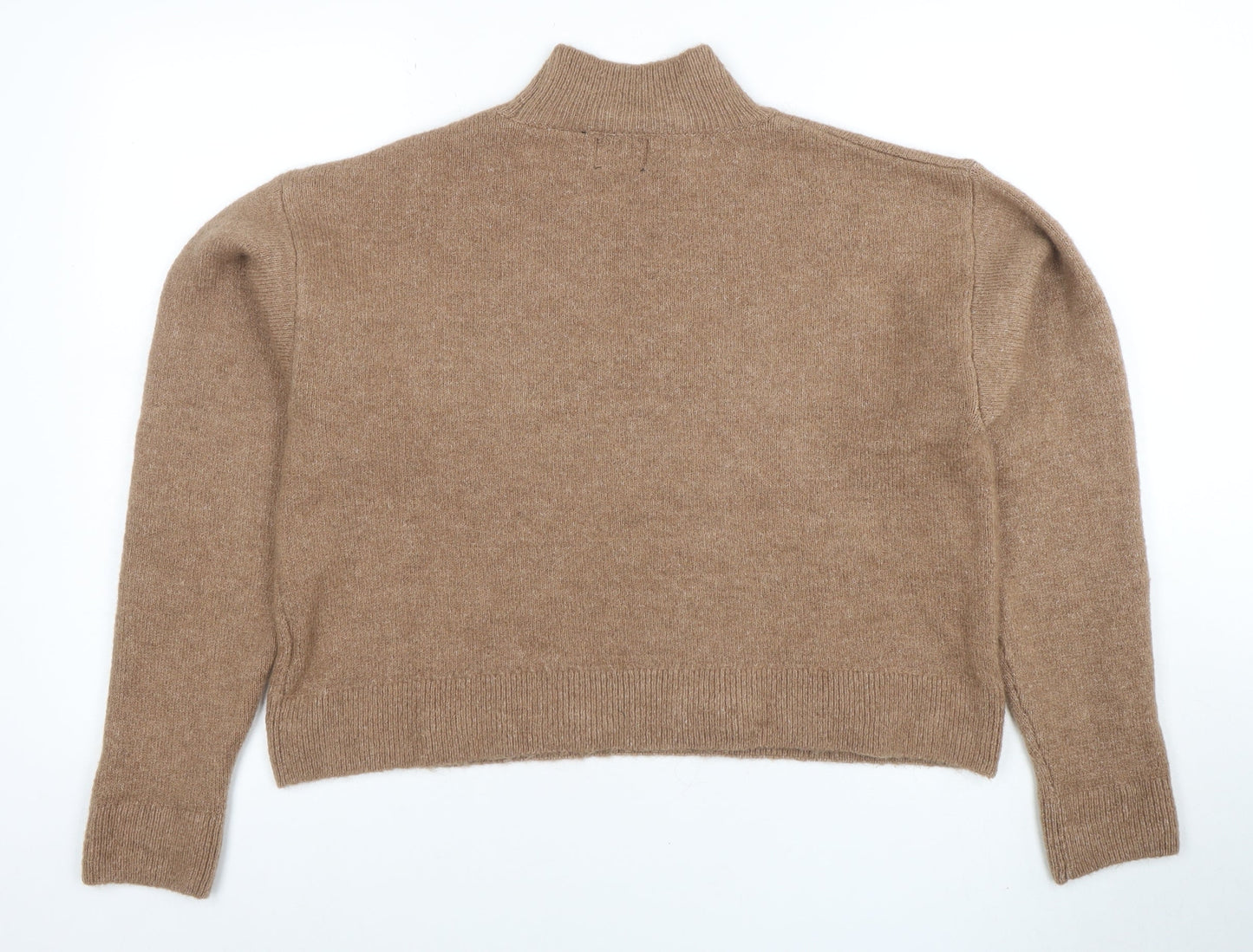 Superdry Women's Beige Wool Cashmere Mock Neck Jumper Size 8