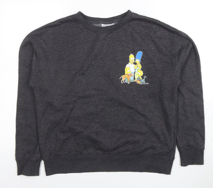 Mens UK Size S The Simpsons Grey Pullover Sweatshirt